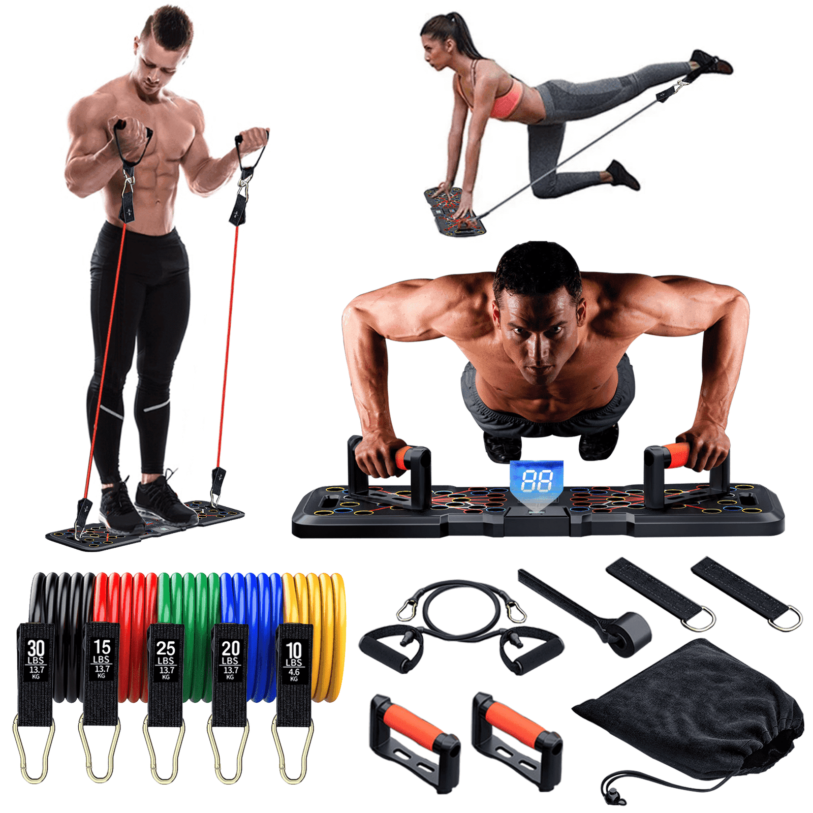 Rocuma Push Up Board - 28 Hole Foldable Workout Board For Home Gym & Travel